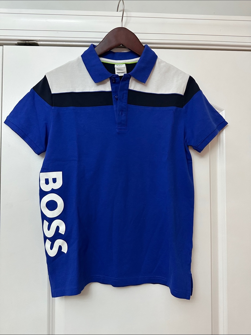BOSS Royal Blue Polo with White Logo and Black Accent
